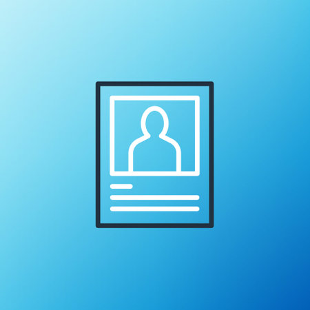 Line Wanted poster icon isolated on blue background. Reward money. Dead or alive crime outlaw. Colorful outline concept. Vectorのイラスト素材