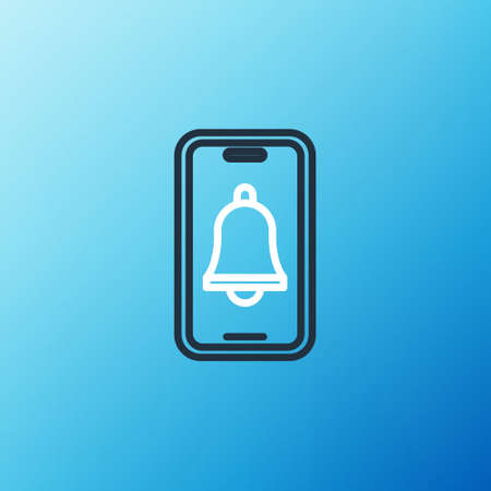 Line Emergency mobile phone call to hospital icon isolated on blue background. Colorful outline concept. Vectorのイラスト素材