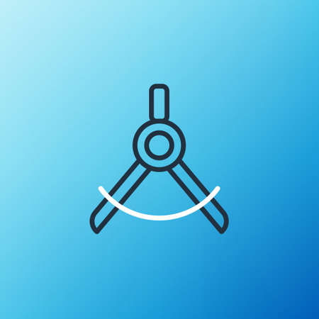 Line Drawing compass icon isolated on blue background. Compasses sign. Drawing and educational tools. Geometric instrument. Colorful outline concept. Vectorのイラスト素材