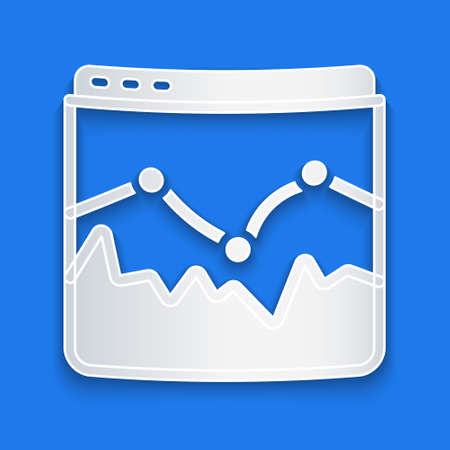 Paper cut Music wave equalizer icon isolated on blue background. Sound wave. Audio digital equalizer technology, console panel, pulse musical. Paper art style. Vectorのイラスト素材