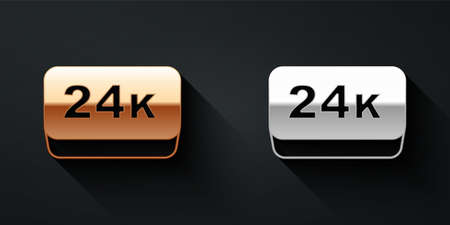 Gold and silver Gold bars 24k icon isolated on black background. Banking business concept. Long shadow style. Vectorのイラスト素材