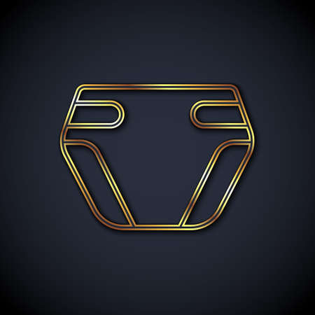 Gold line Adult diaper icon isolated on black background. Vectorのイラスト素材