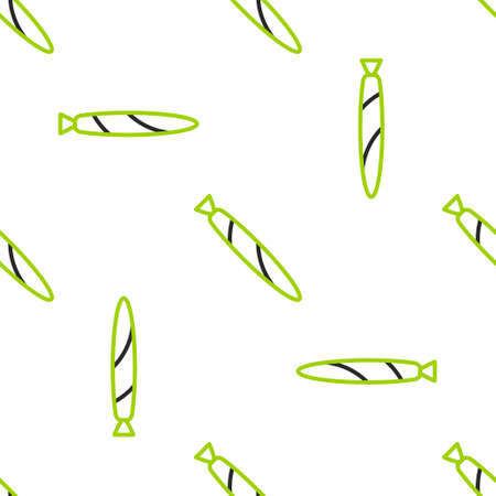 Line Marijuana joint, spliff icon isolated seamless pattern on white background. Cigarette with drug, marijuana cigarette rolled. Vectorのイラスト素材