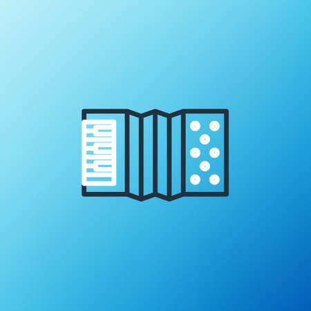 Line Musical instrument accordion icon isolated on blue background. Classical bayan, harmonic. Colorful outline concept. Vectorのイラスト素材