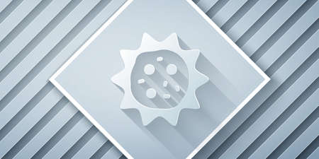 Paper cut Virus icon isolated on grey background.のイラスト素材