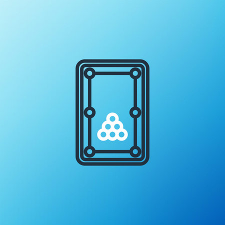 Line Billiard table icon isolated on blue background. Pool table. Colorful outline concept. Vector