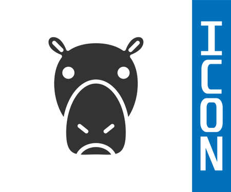 Grey Hippo or Hippopotamus icon isolated on white background. Animal symbol. Vectorのイラスト素材