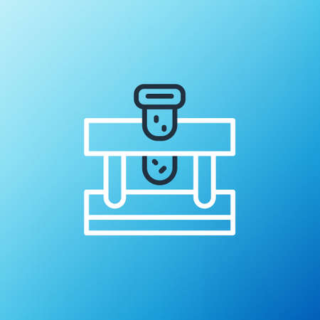 Line Bottle with potion icon isolated on blue background. Flask with magic potion. Colorful outline concept. Vectorのイラスト素材