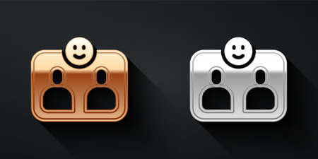 Gold and silver Friends forever icon isolated on black background. Everlasting friendship concept. Long shadow style. Vectorのイラスト素材