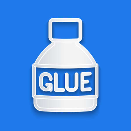 Paper cut Glue icon isolated on blue background. Paper art style. Vectorのイラスト素材