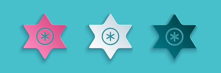 Paper cut Falling star icon isolated on blue background. Meteoroid, meteorite, comet, asteroid, star...