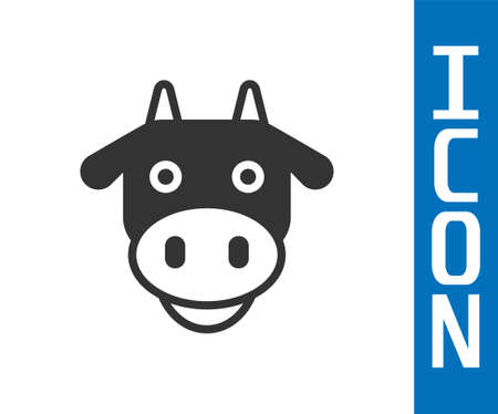 Grey Cow head icon isolated on white background. Vectorのイラスト素材