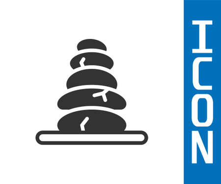 Grey Stack hot stones icon isolated on white background. Spa salon accessory. Vectorのイラスト素材
