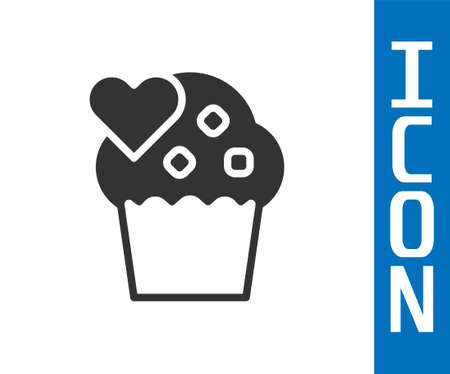 Grey Wedding cake with heart icon isolated on white background. Happy Valentines day. Vectorのイラスト素材