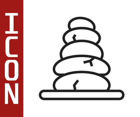 Black line Stack hot stones icon isolated on white background. Spa salon accessory. Vectorのイラスト素材