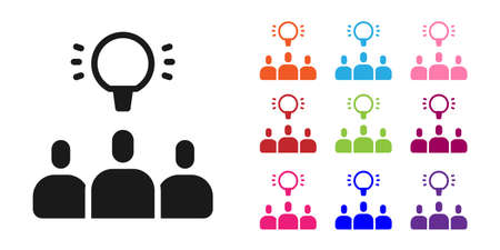 Black Project team base icon isolated on white background. Business analysis and planning, consulting, team work, project management. Set icons colorful. Vectorのイラスト素材