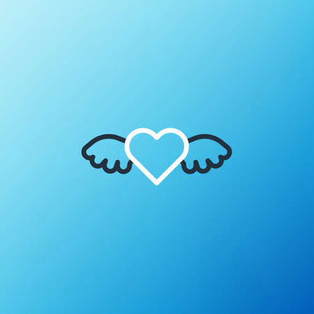 Line Heart with wings icon isolated on blue background. Love symbol. Happy Valentines day. Colorful outline concept. Vectorのイラスト素材