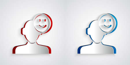 Paper cut Good mood icon isolated on grey background. Paper art style. Vectorのイラスト素材