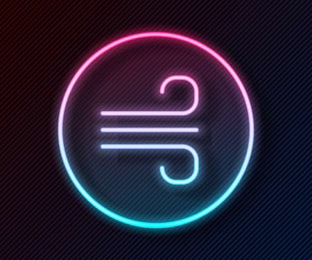 Glowing neon line Windy weather icon isolated on black background. Cloud and wind. Vectorのイラスト素材