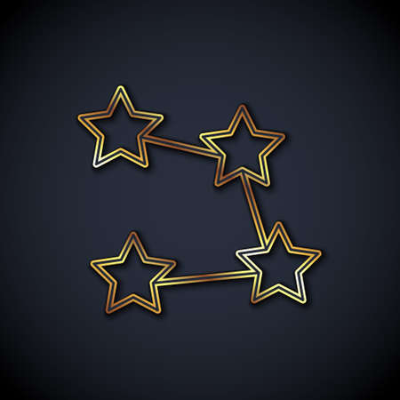 Gold line Star constellation zodiac icon isolated on black background. Vectorのイラスト素材