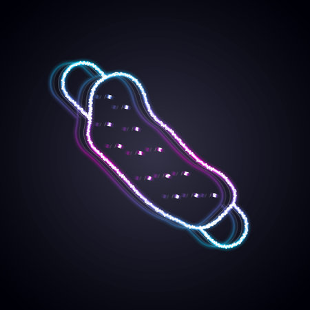 Glowing neon line Washcloth icon isolated on black background. Bath house sauna washcloth sign. Item for pleasure and relaxing. Vectorのイラスト素材