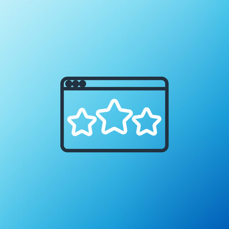 Line Five stars customer product rating review icon isolated on blue background. Favorite, best...