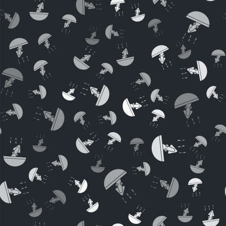 Grey Soup with octopus icon isolated seamless pattern on black background. Vector.のイラスト素材