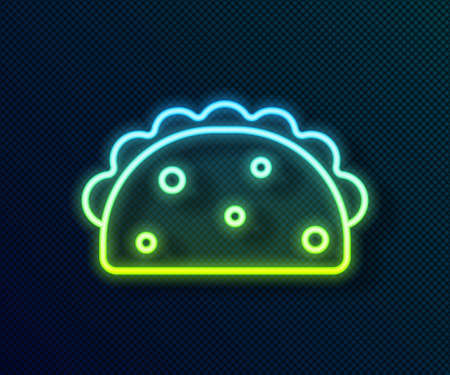 Glowing neon line Taco with tortilla icon isolated on black background. Traditional mexican fast food menu. Vectorのイラスト素材