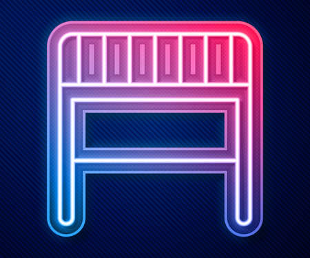 Glowing neon line Football goal icon isolated on blue background. Vectorのイラスト素材