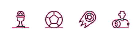 Set line Award cup and football ball, Soccer, and Buy player icon. Vectorのイラスト素材