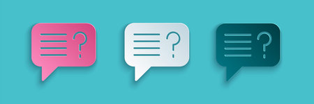 Paper cut Unknown search icon isolated on blue background. Magnifying glass and question mark. Paper...