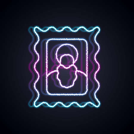 Glowing neon line Christian icon isolated on black background. Vectorのイラスト素材