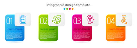 Set line To do list or planning, Worldwide, Human with lamp bulb and Light. Business infographic template. Vectorのイラスト素材