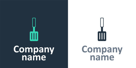 Logotype Barbecue spatula icon isolated on white background. Kitchen spatula icon. BBQ spatula sign. Barbecue and grill tool. Logo design template element. Vectorのイラスト素材