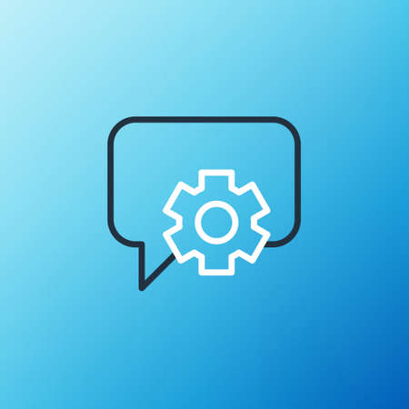 Line Telephone 24 hours support icon isolated on blue background. All-day customer support call-center. Full time call services. Colorful outline concept. Vectorのイラスト素材