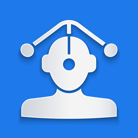 Paper cut Hypnosis icon isolated on blue background. Paper art style. Vector