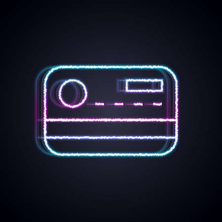 Glowing neon line Credit card icon isolated on black background. Online payment. Cash withdrawal. Financial operations. Shopping sign. Vectorのイラスト素材