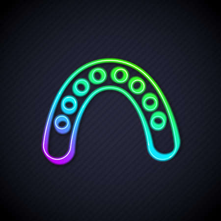 Glowing neon line Mouth guard boxer icon isolated on black background. Vectorのイラスト素材