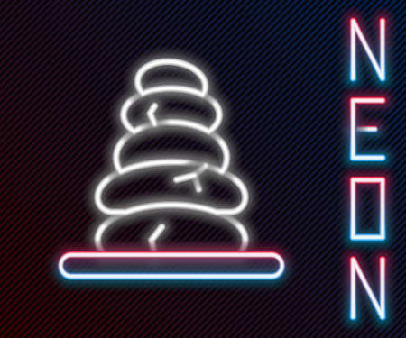 Glowing neon line Stack hot stones icon isolated on black background. Spa salon accessory. Colorful outline concept. Vectorのイラスト素材