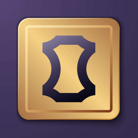 Purple Leather icon isolated on purple background. Gold square button. Vectorのイラスト素材