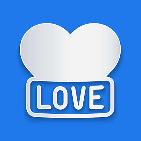 Paper cut Heart icon isolated on blue background. Romantic symbol linked, join, passion and wedding. Happy Valentines day. Paper art style. Vectorのイラスト素材