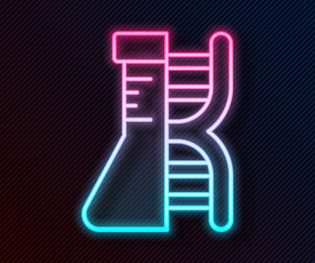 Glowing neon line DNA research, search icon isolated on black background. Genetic engineering, genetics testing, cloning, paternity testing. Vectorのイラスト素材