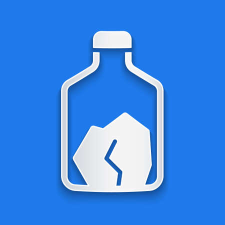 Paper cut Ore mining icon isolated on blue background. Paper art style. Vectorのイラスト素材