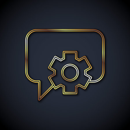 Gold line Telephone 24 hours support icon isolated on black background. All-day customer support call-center. Full time call services. Vectorのイラスト素材