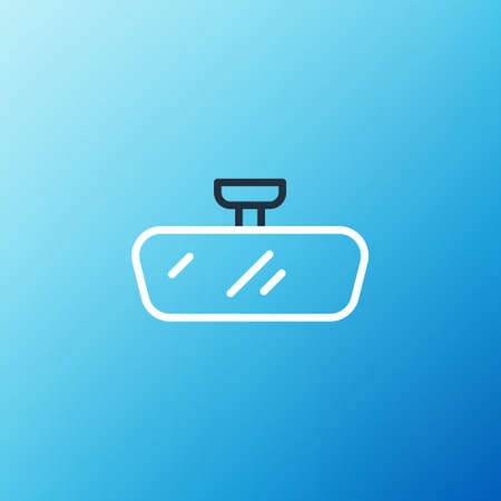 Line Car mirror icon isolated on blue background. Colorful outline concept. Vectorのイラスト素材