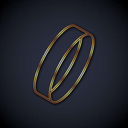 Gold line Gold ring icon isolated on black background. Vectorのイラスト素材