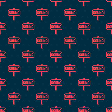 Red line Sauna icon isolated seamless pattern on black background. Vectorのイラスト素材