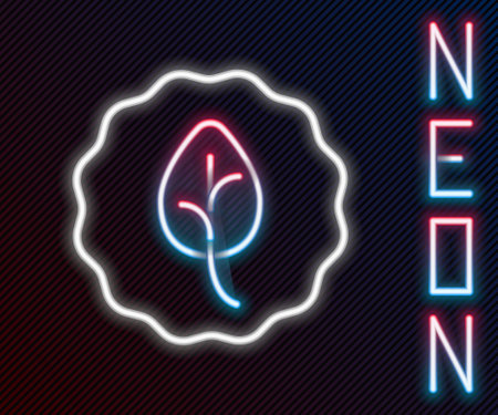 Glowing neon line Leaf icon isolated on black background. Leaves sign. Fresh natural product symbol. Colorful outline concept. Vectorのイラスト素材