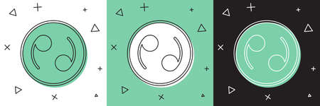 Set Cancer zodiac sign icon isolated on white and green, black background. Astrological horoscope collection. Vectorのイラスト素材