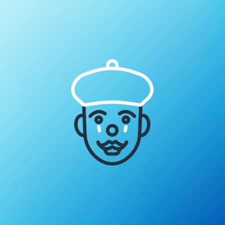 Line French mime icon isolated on blue background. Colorful outline concept. Vectorのイラスト素材